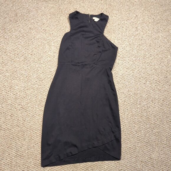 Helmut Lang Dress Womens 2 Black Asymmetrical Bodycon Cocktail Mini - Picture 1 of 5